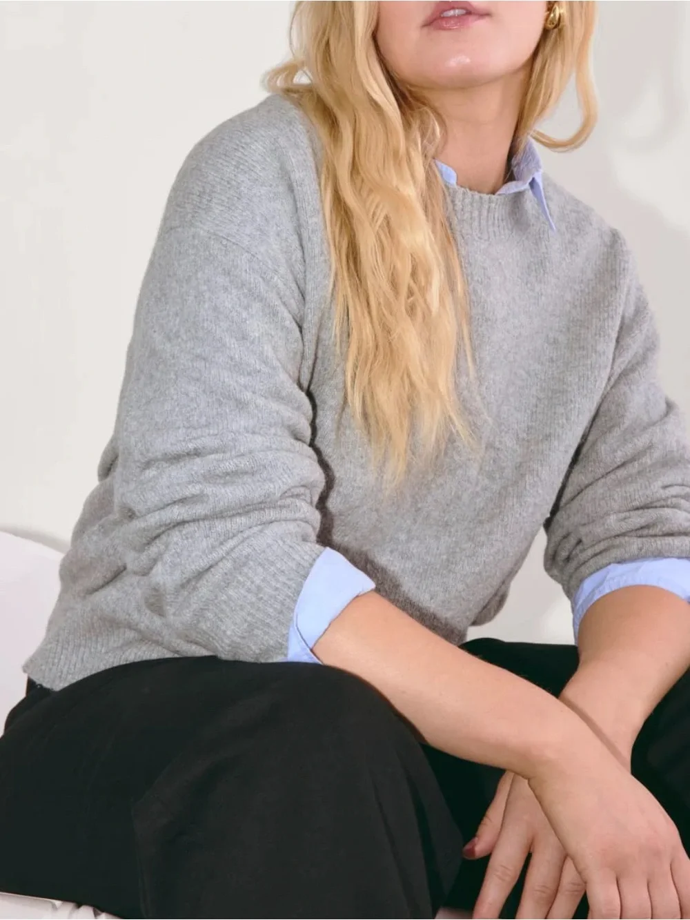 New Everlane THE COCOON CREW IN PLUSH COTTON in Heathered Grey Size XS